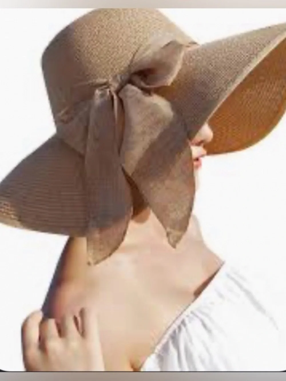 Amazon Essentials Straw Floppy Sun Hat with Bow - Tan